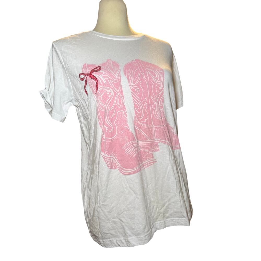 Grayson Threads Pink Cowgirl Boots Graphic Tee, Western Rodeo, Women's Medium